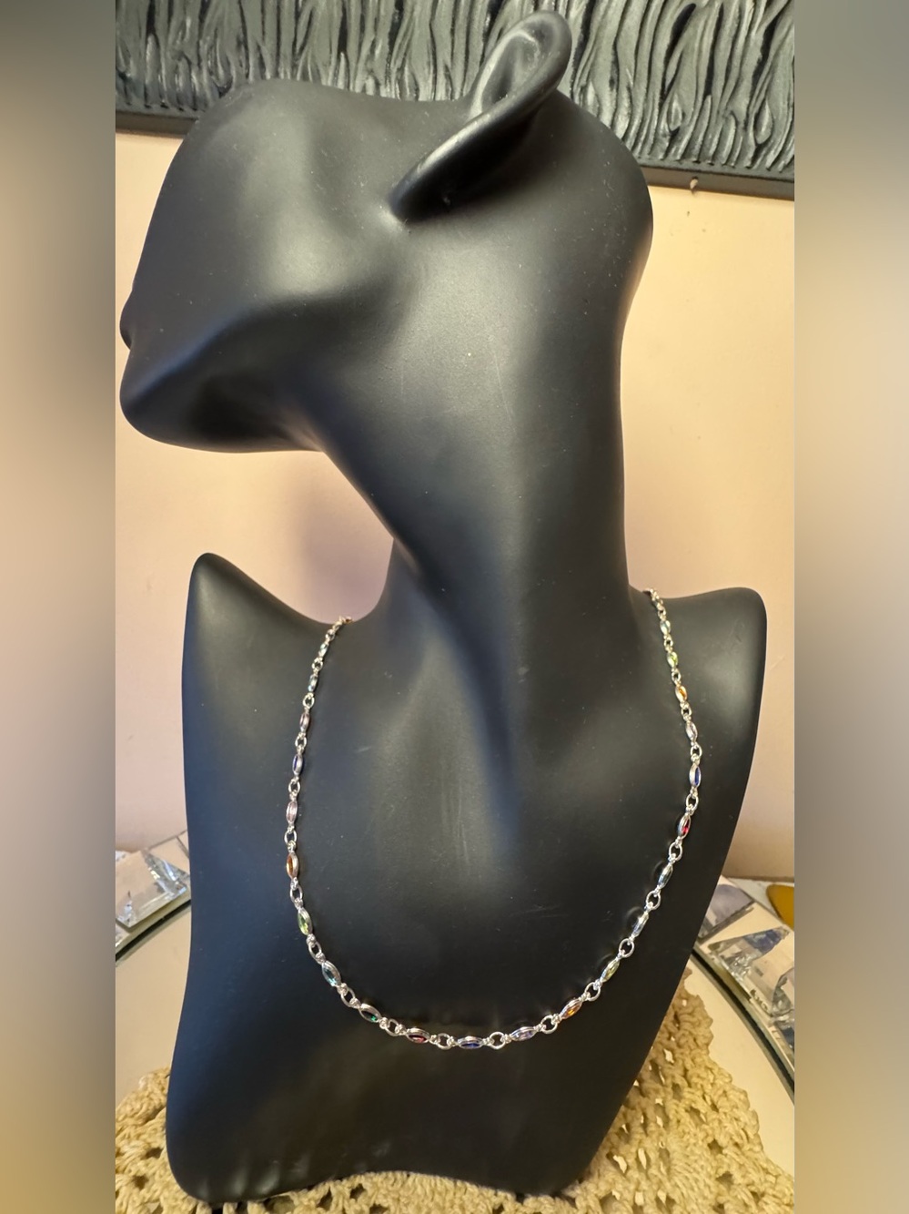 Silver-Tone Multicolor Station Necklace